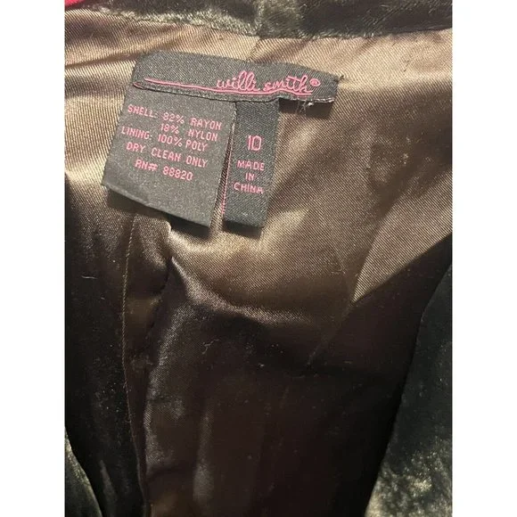 Willi Smith Velour Jacket Brown Green Button Front Sz 10 Vintage Theatre Costume - Picture 4 of 7